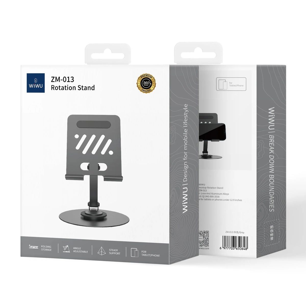 Soporte Universal WiWU ZM-013 para Tablet y Celular 360° Grey