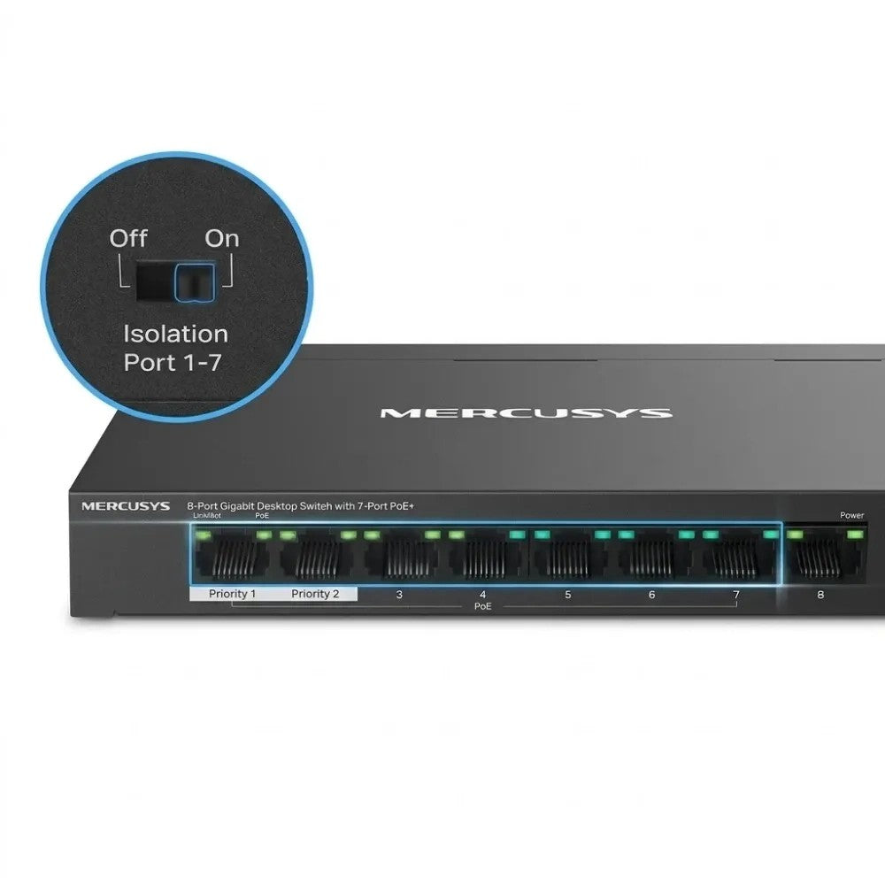 Switch Mercusys MS108GP 8 Puertos Gigabit PoE+ Único