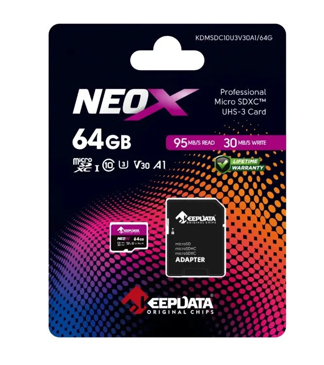 Tarjeta de Memoria Micro SD Keepdata NeoX 64GB U3 V30 Único