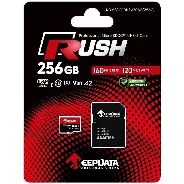 Tarjeta de Memoria Micro SD Keepdata Rush 256GB U3 V30 A2 Único
