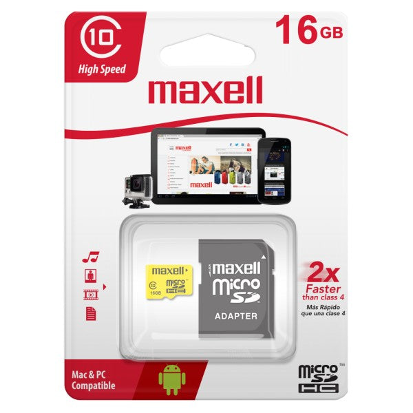 Tarjeta de Memoria Micro SD Maxell 16GB Clase 10 Único