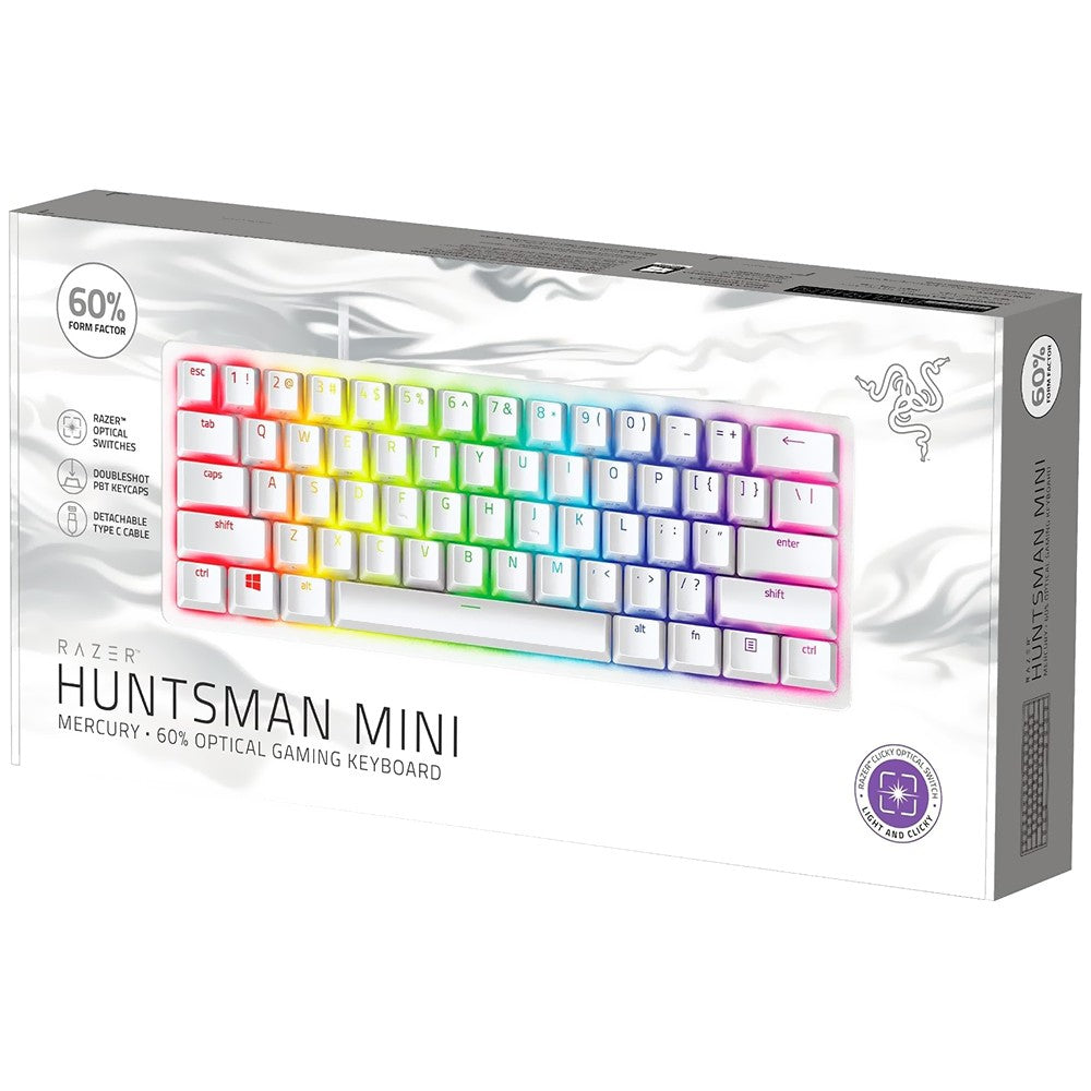 Teclado Gamer Razer Huntsman Mini RGB Inglés Mercury Blanco