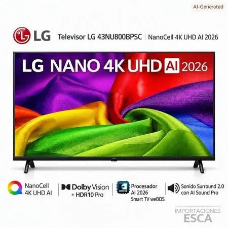 Televisor LG 43" 4K UHD NanoCell Smart TV 43NU800B Único