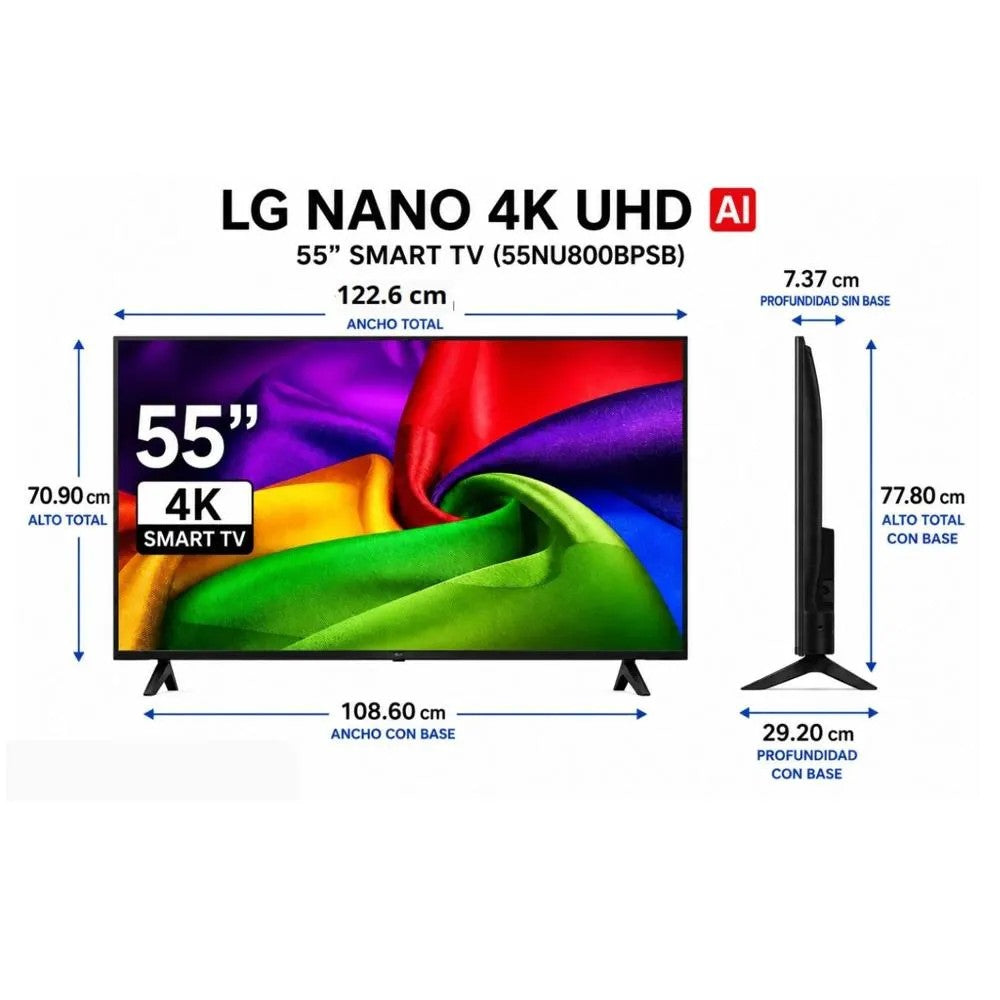 Televisor LG 55" 4K UHD NanoCell Smart TV 55NU800BPSB Único